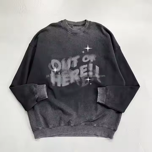 Impression personnalisée en gros Hip Hop haute qualité Streetwear lourd hommes col rond sweat à capuche sweat chemise à manches longues - Product Image 4