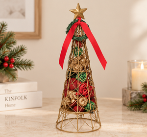 AK laiton haute qualité métal arbre forme décor de noël or fini avec étoile supérieure pour décor de table de noël/décor intérieur - Product Image 2