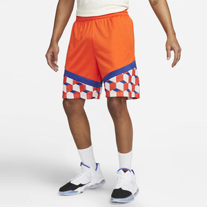 Short de basketball pour homme Seamrewear, motif géométrique orange, taille élastique, séchage rapide, style sportif, tissu en maille - Product Image 1