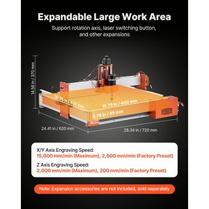 Machine de gravure et de fraisage CNC 3 axes 100W avec broche, zone de travail sur rail linéaire 15,75 x 15,75 x 3,74, pour gravure sur bois à petite échelle - Product Image 4