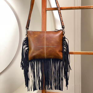 Bolso bandolera con flecos de vaquera occidental de cuero de vaca para mujer, bolso de hombro Floral de cuero de vaca, moda 2025 - Product Image 5