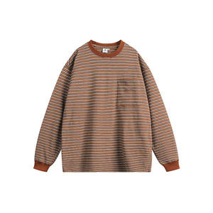 Pull pour homme en tricot à col rond avec broderie rayée contrastée, 95% coton, écologique, séchage rapide, anti-boulochage, 200g, décontracté, ODM - Product Image 2
