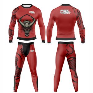 Conjunto de Rashguard de Manga Larga para MMA, Tejido Transpirable de Excelente Calidad, Diseño Elegante, Impresión por Sublimación, Traje de Compresión para Hombre - Product Image 1