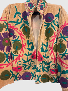 Hand Embroidered Floral Jacket Full Sleeve Stand Collar Cotton Adult Autumn Wear Prairie Chic Style - Product Image 6