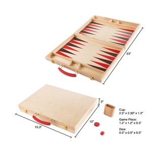 Juego de Backgammon de Cuero Hecho a Mano, Juego de Mesa Clásico Plegable con Vasos Agitadores, Estuche de Viaje Portátil de 15 Pulgadas - Product Image 2