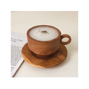 Tazas de Madera Natural Hechas a Mano, Modernas, de Lujo, Ecológicas, Reutilizables, con Agarre para Café, Té, Leche, Chocolate y Otras Bebidas - Product Image 3