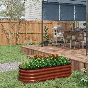 Fioriera in Metallo Zincato 4.9x2ft, Rialzata e Impilabile, con Bordo di Sicurezza, Marrone - Forniture da Giardino - Product Image 2
