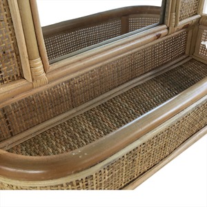 Classic Rattan <b>Mirror</b> With Storage Space Natural Handwoven Bathroom Dry Area <b>Mirror</b> For Keeping <b>Small</b> Toiletries From India - Product Image 3