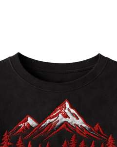 Camiseta Corta de Algodón para Mujer, con Bordado de Paisaje Montañoso, Estilo Casual, Holgada, con Diseño Gráfico, Venta al Por Mayor - Product Image 2