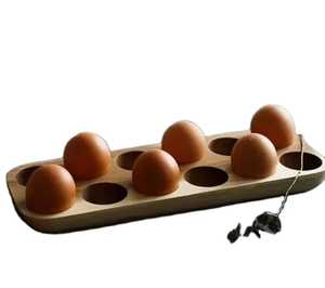 Wooden <b>Egg</b> Holder & Organizer 12-Slot Eco-Friendly Dishwasher Safe Kitchen <b>Storage</b> Display Rack - Product Image 2