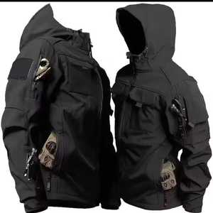 Men's Hooded bomber <b>Jacket</b> With Multiple Pockets Windproof Polyester Winter Workwear Style Outerwear - Product Image 1