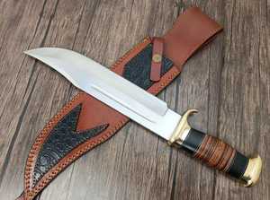 Cuchillo Bowie de Caza de Grado Industrial PRESTIGE BLADES, Personalizado al por Mayor (ODM/OEM), Hoja de Acero de Damasco, Punta Caída, Mango de Madera - Product Image 2