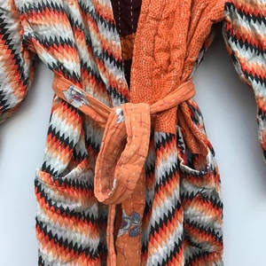 Recién llegado, chaqueta kantha de algodón indio, chaqueta de edredón kantha vintage, kimono largo clásico con cinturón y cuello grande, chaqueta de mujer - Product Image 6