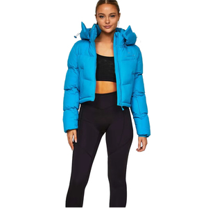 Breathable Eco-Friendly Winter Best Selling Wholesale Cotton Knitted Embroidery Hooded Designer Custom Women Puffer Jacket Wool - Product Image 1