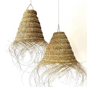 Abat-jour en rotin et jonc de mer fait main, style bohème, éco-responsable, pour éclairage intérieur et extérieur - Product Image 3