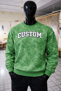 Custom Design Green Crewneck <b>Sweatshirt</b> Acid Wash Oversized Pullover High Quality Cotton Comfortable Casual Streetwear Clothing - Product Image 6
