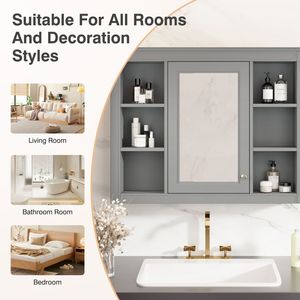 Modern 35 X 27.5 Wall Mounted Bathroom Storage Cabinet with Medicine Cabinet <b>Mirror</b> <b>Bath</b> <b>Mirrors</b> - Product Image 6