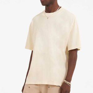 T-shirt Homme Personnalisé Coupe Boxy Oversize en Coton, Épaules Tombantes, Style Streetwear, Col Rond Côtelé Uni – Vente en Gros - Product Image 2