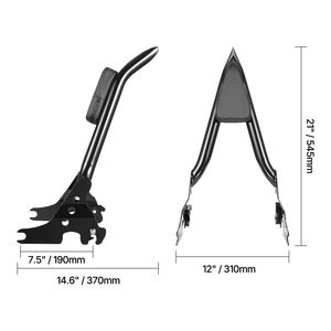 Sièges de moto avec dossier passager détachable à dégagement rapide, compatibles avec les modèles Harley-Davidson Touring, hauteur 27 pouces - Product Image 2