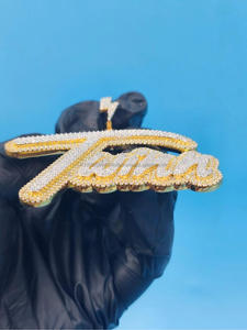Pendentif Iced Out Thug Life, collier personnalisé avec nom, plaqué or, bijoux hip hop avec pierres en moissanite pour hommes - Product Image 3