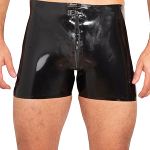 Shorts de Cuero Sintético Negro para Hombre, Cintura Media, Spandex y Nailon, Ropa Interior Sexy, Estilo Tentación - Product Image 3