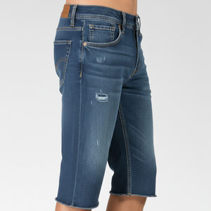 Shorts en jean streetwear 100 % coton de haute qualité, prix abordable, bleu clair délavé, shorts en jean tendance pour hommes - Product Image 5