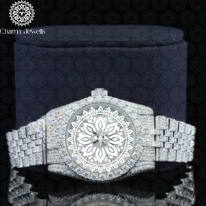 Montre analogique de luxe Charm Jewells en acier inoxydable, cadran 40 mm, bracelet incrusté de diamants en cristal de saphir, montre mécanique pour homme - Product Image 1
