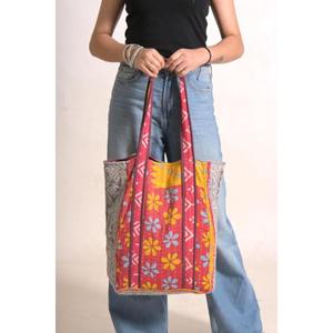 Sac fourre-tout en coton Kantha fait main indien, imprimé vintage, sac à bandoulière bohème, sac de tous les jours, cadeau - Product Image 4