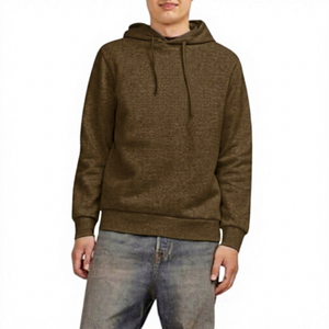 Sweat-shirt à capuche gris pour homme, coupe classique, en coton French Terry, couleur unie, manches longues, pull-over décontracté, vêtement d'automne - Product Image 2