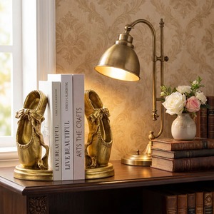 Gold Plated Ballet Shoe Bookends 2Pcs Sculptural Metal Decor Contemporary Design for Adults - Product Image 5