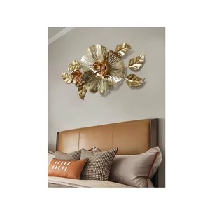 New Arrival Modern Metal Wall Sculpture Floral Design Gold Finish Contemporary Home Decor for Bedroom Wall Art - Product Image 4