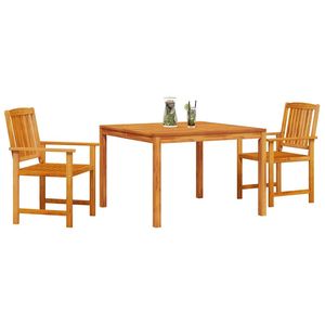 Juego de comedor de jardín de madera maciza de acacia marrón de 3 piezas - Product Image 3