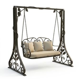 Balançoire de jardin en fer forgé victorien européen, durable, en métal avec revêtement en poudre, pour 2 personnes, avec coussin non imperméable - Product Image 2