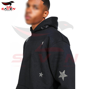 Survêtements pour hommes de couleur noire, style pull, manches longues, tissu écologique de la plus haute qualité, ornés de strass, très demandés - Product Image 4