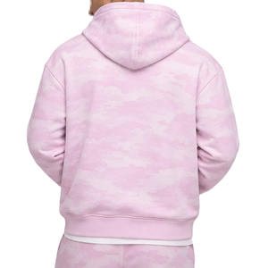 Sweat à capuche zippé pour homme, rose camouflage, en coton molletonné, style streetwear, fabrication OEM, marque privée, vente en gros - Product Image 2