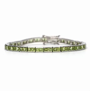 Natural Peridot Stone <b>Charm</b> Bracelet 925 Sterling Silver Gold Plated Elegant Green Gemstone Fine Jewelry for Women - Product Image 3