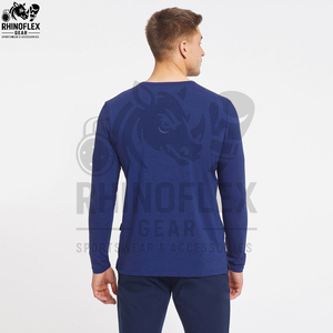 Camiseta de Manga Larga para Hombre, Corte Regular, Venta al por Mayor, Informal, Transpirable, Tela de Lona, Poliéster/Algodón, Ropa de Verano - Product Image 6