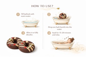 Bombes de bain en chocolat en gros OEM/ODM, marque privée, aux herbes naturelles, en forme de donut, fournisseur en vrac pour l'exportation, bombes de bain aromathérapeutiques - Product Image 4