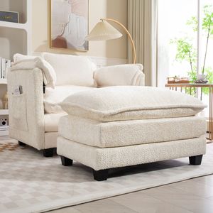 Divano Oversize 55.32*39.76 per Interni, Pouf Portatile in Bouclé, Letto Singolo con Seduta Più Larga, Cuscino Doppio Profondo, Avvolgente e Resistente per Soggiorno - Product Image 3