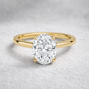 Anillo de Compromiso y Boda Minimalista con Diamante Cultivado en Laboratorio, Corte Ovalado de 2 Quilates, Certificado IGI, Oro Amarillo de 14k para Mujer - Product Image 1