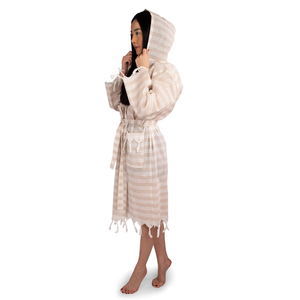 Peshtemal Bathrobe Towel Set Handwoven 100% Cotton Quick Dry Lightweight Striped Design for Adults for Hotels - Product Image 5