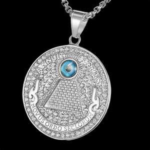 Jewelux Iced Pyramid Pendant 925 <b>Silver</b> Freshwater Pearl 22K <b>Silver</b> Plated Themed <b>Charm</b> Hiphop Style Unisex For Export - Product Image 4