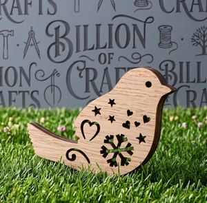 Aimant de réfrigérateur en bois en forme d'oiseau, fait main, ornement décoratif en bois pour la maison, cadeau ou présentation - Product Image 1