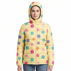 Abrigo Acolchado con Cinturón y Estampado Floral para Mujer, Chaqueta de Invierno con Capucha, Acolchado, Cálido, para Exteriores, Informal, a la Moda, Nuevo - Product Image 1