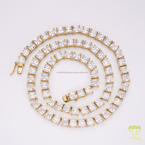 Collier tennis élégant style baguette avec maillons en pierres rectangulaires, bijoux de luxe pour femmes - Product Image 4