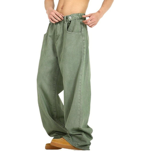 Jean ample et large pour homme, style vintage noir, pantalon en denim décontracté, mode streetwear urbaine - Product Image 3