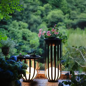 Ensemble de supports de plantes solaires à LED pour l'extérieur, tables élégantes pour l'affichage en jardin - Product Image 6