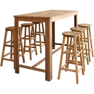 Conjunto de muebles de madera maciza de Bar-Mesa y taburete muebles comerciales industriales y vintage - Product Image 1