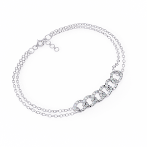 Bracelet chaîne pavé cubain à maillons gourmette – Double rangée de diamants de laboratoire VVS DEF CVD en or rose massif 10K 14K 18K - Product Image 3
