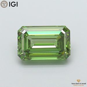 เพชร CVD เกรดสูงสุด ผลิตในห้องปฏิบัติการ สีเขียวแฟนซีสดใส ความสะอาดระดับ VS1 น้ำหนัก 2.00 กะรัต ทรง Emerald Cut ได้รับการรับรองจาก IGI สำหรับเครื่องประดับที่มีเอกลักษณ์ - Product Image 1